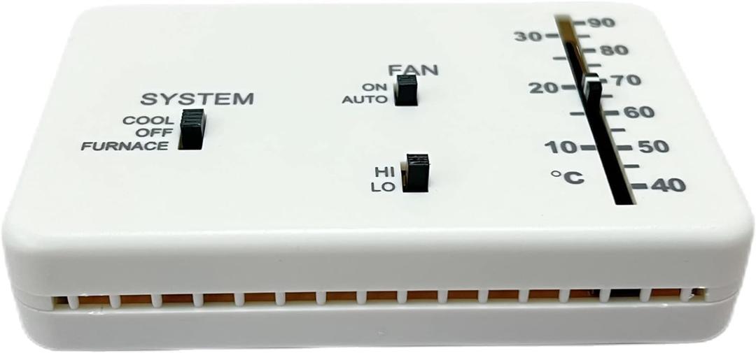 RV Thermostat, RV Analog Thermostat Replacement for Dometic (Cool Only/Furnace) 3106995.032, 12 VDC (White)