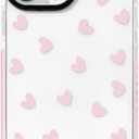 NITITOP Compatible with iPhone 14 Pro Max Case Cute Clear for Women Girls Colorful Love Heart Pattern Ultra Slim with Bumper Protector Soft TPU Anti-Yellow Protective Cover - Light Pink