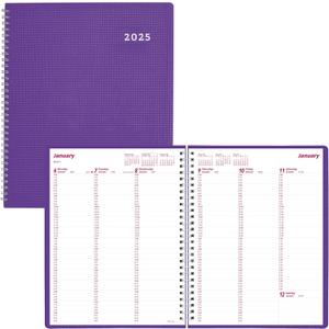 3 x Brownline 2025 DuraFlex Weekly Planner, Appointment Book, 12 Months, January to December, Twin-Wire Binding, 11" x 8.5", Purple (CB950V.PUR-25)