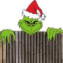 Christmas Decorations Outdoor - Fence Yard Sign with Green Gnome Hand Head for Holiday Christmas Xmas Fence Peeker Decorations Outside