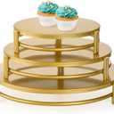 yarlung 3 Pack Gold Cake Stands, 8/10/12 Inch Metal Cupcake Display Stands Dessert Trays, Table Decoration Cookies Serving Plates for Wedding, Birthday, Party, 3 Sizes