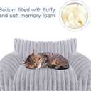 Cute Cat Couch Bed for Indoor Cats, Fluffy Pet Cat Sofa with Premium Soft Corduroy Fleece, Cute Small Dog Beds for Small Dogs, Fuzzy Puppy Chair with Removable Washable Cover (24x18x10,Grey)