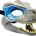 Dino Mask Moving Jaw Soft Latex Velociraptor Blue Mask with Realistic Texture and Color for Role Play and Birthday Parties