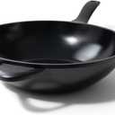 Alva 12 Inch Nonstick Wok Pan, Induction Compatible Flat Bottom Stir Fry Pan, PTFE- and PFOA-Free Ceramic Nonstick Wok, Dishwasher Safe, Fast Even Heating for Stir-Fry, Sauting & Everyday Cooking