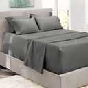 Hearth & Harbor Extra Deep Pocket Queen Sheets Sets - Fits Mattress 18-24 Inches Deep - Extra Deep Pocket Sheets - 6 Piece Queen Size - Grey