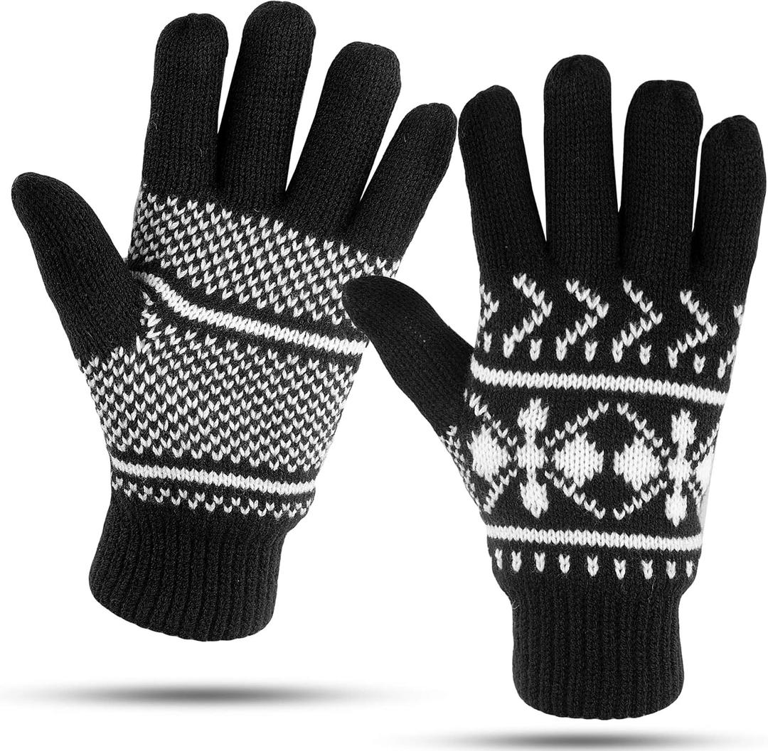 LUTHER PIKE SEATTLE Knit Winter Gloves For Women Warm & Cozy, Comfortable: Thermal Insulation (Black)