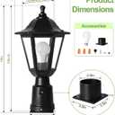 FUDESY Dusk to Dawn Sensor Outdoor Post Light, Waterproof Pole Lantern with Pier Mount Base, Exterior Plastic Lamp Light Fixture, for Garden, Patio, Pathway, Black, Bulb Included