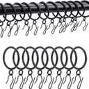 Curtain Rings with Hooks Rustproof Metal Drapery Rings with Eyelets and Pinch Pleat Curtain Hooks for Window Door Shower Curtain 1.25 Inch Inner Diameter 24 Pack Black TXZWJZ