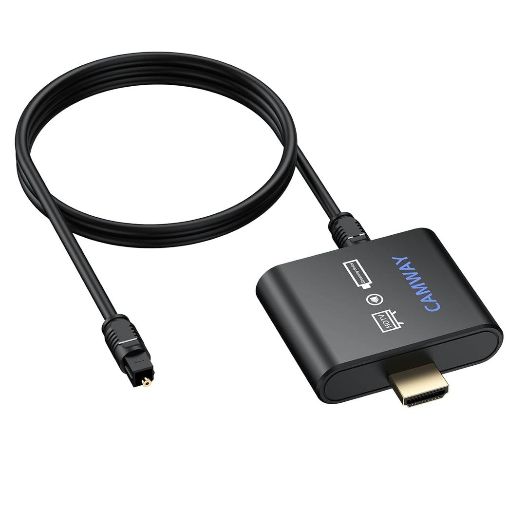 CAMWAY HDMI Audio Extractor 4K@30Hz 1080p - Work with Fire TV Stick to TV HDMI and Soundbar Optical - Support 5.1 Surround DTS/Dolby, No Audio Lag HD HDMIOptical Adapter, Plug and Play [No ARC/eARC]