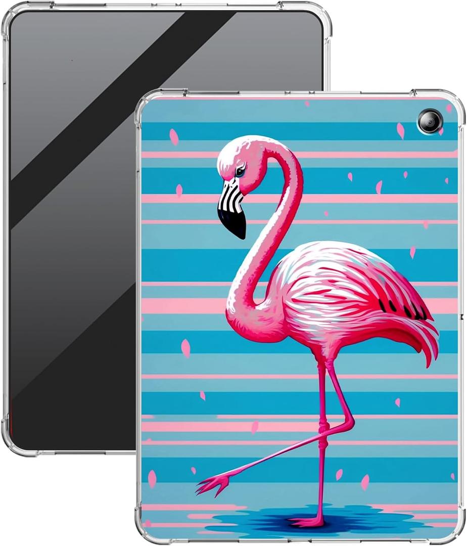 Pink Flamingo Clear Case for Kindle Fire HD 10 & Fire HD10 Plus Tablet (11th Generation, 2021 Release) 10.1" Tablet Lightweight Transparent TPU Shockproof Protective Cover