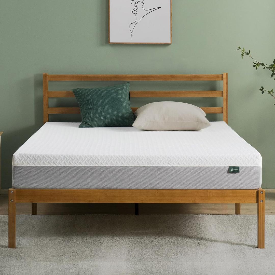 ZINUS 8 Inch Green Tea Essential Memory Foam Mattress [New Version], Queen, Fiberglass Free, Medium Feel, Breathable Airflow Memory Foam, Certified Safe Foams & Fabric, Mattress in A Box (White)