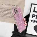 NITITOP Compatible with iPhone 12 Pro Max Case Glitter Sparkly Sequin Design for Girls Women Luxury Bling Crystal Diamond Frame Full Camera Protection Shockproof Protective Phone Cover - Pink