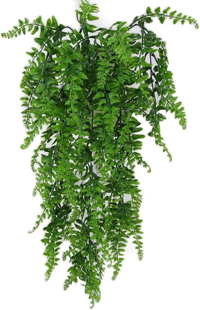 2 Pcs Artificial Plants Fake Fern for Outdoors Ferns Hanging Plants Fake Ivy Vine Plant Decor Plastic Greenery for Wall Indoor Outdoor Hanging Baskets Wedding Garland Decor 33.46"