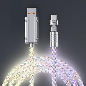 USB A to Type C Light Up Charging Cable,180 RGB Flowing Colorful Gradual,6A Fast Charger Cord for iPhone 17/16/16Pro/16Plus/16ProMax,MacBook Air,iPad Pro,Pixel,Samsung Galaxy S23/S24 (3.3FT)