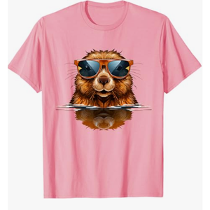 Pretty Sunglasses Animals for Beavers Costume Boys and Girls T-Shirt Pink Small
