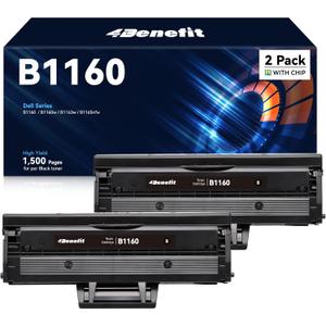 Replacement Compatible Toner Cartridge Replacement for Dell B1160 Laser Printer B1163w, B1165nfw, B1160, B1160W (2-Pack)