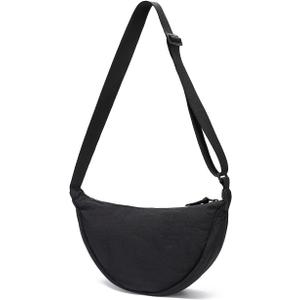 YIKOEE Crescent Bag for Women Men Small Sling Crossbody Bag with Half Moon Shape (Black)