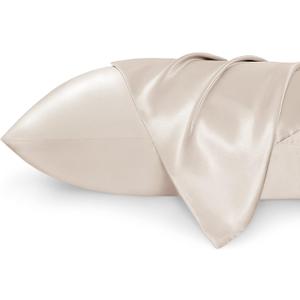 Bedsure King Size Satin Pillowcase Set of 2 - Beige Silky Pillow Cases for Hair and Skin with Envelope Closure, Similar to Silk Pillow Cases, Gifts for Women Men, 20x36 Inches (King (20" x 36"), 04 - Beige)