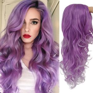 Curly Wavy Purple Wig for Women Side Part Colorful Wig Cosplay Costume Synthetic Replacement Wig for Women, Purple