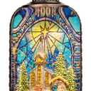 Christmas Snow Globe Lantern Water Glittering Churches & Holy Family with Music& Timer, USB Lined/Battery Operated Lighted Lantern for Christmas Festival Decoration Gifts