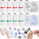 T02 Mini Thermal Sticker Paper,Compatible with Phomemo M02/M02X/M02S Label Printer,5 Rolls Blue Image&5 Rolls Black Image Printing Paper for Photo/Note/DIY/Memo,10 Rolls,53 * 28mm