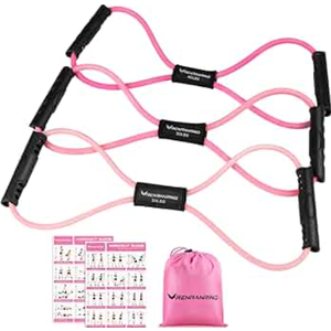 RENRANRING Figure 8 Fitness Resistance Bands with Handles - Exercise Tube Band Set of 3 for Arm and Shoulder Stretch, Rope 8 Word Elastic for Women and Men