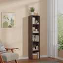 5 Cube Walnut Book Shelf, Tall Bookcase for Home Office Bedroom Living Room
