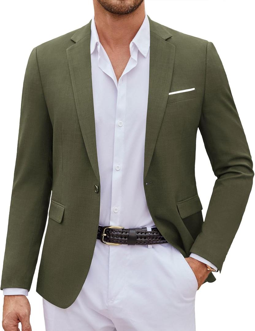 COOFANDY Mens Casual Blazer Suit Jackets One Button Sport Coats Lightweight Business Sports Jackets (Medium, Army Green)
