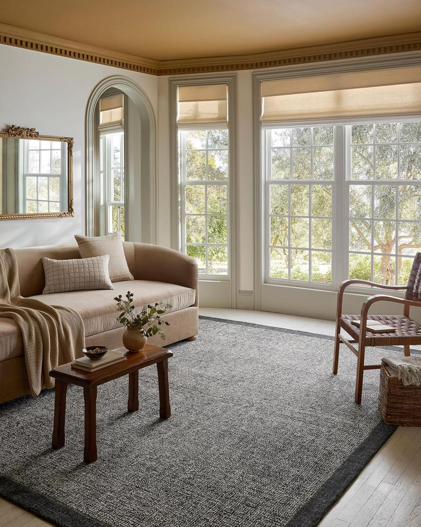 Loloi Magnolia Home by Joanna Gaines Henley Collection HNY-01 Ivory/Charcoal 2'-6" x 7'-6" Runner Rug