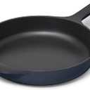Caraway Cast Iron Skillet - 10.5 Enameled Cast Iron Pan With 3 Layer Enamel Coating - No Seasoning Required - Compatible With All Stovetops - Free From Forever Chemicals - Midnight Blue