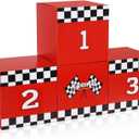 Zhanmai 4 Pcs Large Racing Car Party Boxes 11.8 x 11.8 Inch Goodie Checkered Boxes for Birthday Decor Truck Theme Race Car Podium Centerpiece Decorations Cardboard Party Favors(Red)