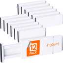 Lifewit 12 Pack Drawer Dividers 4" High,11-17" Adjustable Dresser Drawer Organizers for Clothes, Expandable Dresser Separators in Bedroom/Bathroom/Kitchen/Vanity/Office Organization and Storage, White (4"High, 11-17"Long)