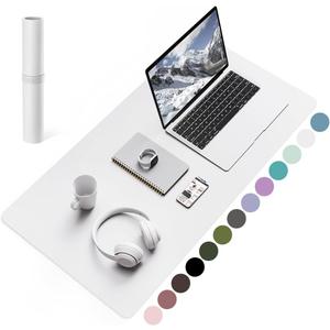 YSAGi Non-Slip Leather Desk Pad, Waterproof Laptop Computer Desk Keyboard Mat, Table Protector Blotter Mat, Large Mouse Pad for Office/Work/Home/Decor(White, 31.5" x 15.7")