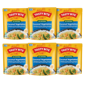 Tasty Bite Hot & Spicy Coconut Vegetables, 10 Ounce, Pack of 6, Ready to Eat, Microwavable Entree, Vegetarian, BBD Mar 31 2027