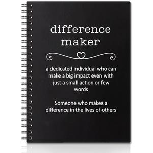 2 x Difference Maker Hardcover 160 Pages Blank Spiral Notebooks, Employee Appreciation Gift, Thank You Gift for Coworker Boss, Unique Office Gift Idea for Man Coworker, New Job Gifts (white)