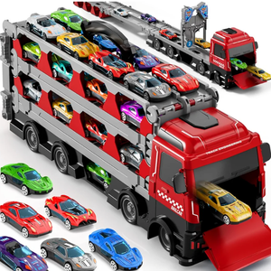 78-Inch Cars Trucks Toys for Toddler 1-3 2-4 3-5 4-7 Years Old Boys Kids, Transport Truck with 24Pcs Die-Cast Cars, Gifts for 3 4 5 6 Year Old Boys, Toddler Boy Toys Ages 3-5 4-7