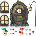 Jetec Gardening Gnome Statue Out The Door Tree Hugger Resin Mushroom Miniature Gnome Home Window Figurine for Trees Yard Garden Sculpture Decoration Supplies(Cool Style)