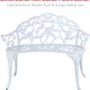 Patio Balcony Bench Double Seat, Anti-Rust Cast Aluminum Patio Garden Bench for Park Yard Outdoor Furniture White.1