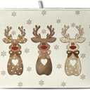 Wnoesat Christmas Reindeer Snowflakes Dish Drying Mat for Kitchen Counter 18x24 Inch Winter Xmas Holiday Drying Pads Microfiber Absorbent Dish Draining Mat Large Dish Drainer Rack Mat