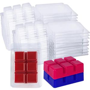 Wax Melt Clamshells Molds, Clear Empty Plastic Cube Tray for Wickless Tarts Candles (Clear).