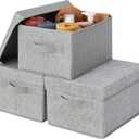 GRANNY SAYS Small Storage Bins with Lids, Fabric Storage Boxes, Shelf Baskets for Closet Organization, Stackable Clothes Storage Bins, Gray, Small, 3-Pack | 11.75"L x 9"W x 7"H