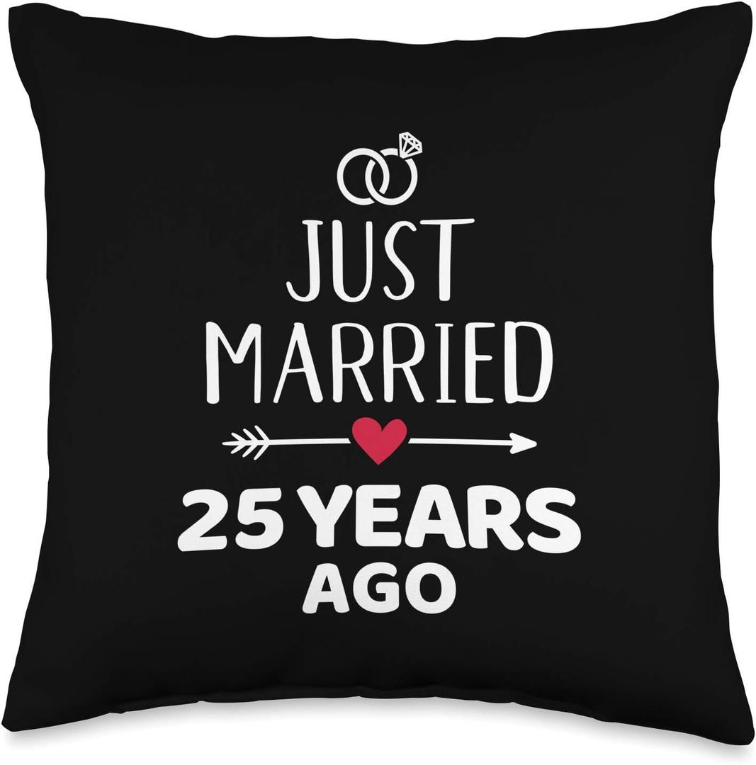 Just married 25 years ago Silver wedding anniversary Throw Pillow (16x16)