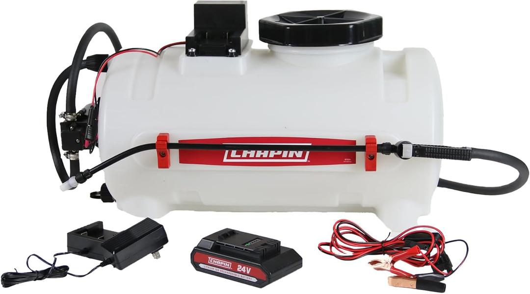 Chapin 97024: 8-Gallon 24V Rechargeable Battery ATV Multi-Purpose Tank Sprayer for Lawn & Garden, Farm & Acreage, Fertilizers, Pesticides, Herbicides, Fits Garden Carts, ATVs and UTVs