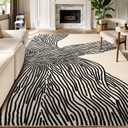 YIHOUSE 57Ft Area Rugs, Abstract Washable Rug, Modern Black and White Rug for Bedroom Living Room Dining Room Office Playroom Nursery, Nonslip Throw Non-Shedding Thin Contemporary Striped Rugs