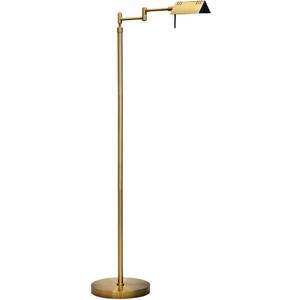 OBright Dimmable LED Pharmacy Floor Lamp, 12W LED, Full Range Dimming, 360 Degree Swing Arms, Adjustable Heights, Standing Lamp for Reading, Sewing, and Craft, ETL Listed, Antique Brass, (Antique Brass (Gold))