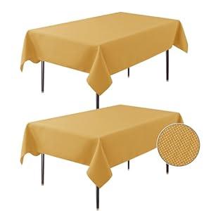 BIFENBI 2 Pack Rectangle Tablecloth - 60x84 Inch - Linen Textured Table Cloth Wrinkle Free Washable Decorative Fabric Table Cover for Buffet Banquet Parties Event Holiday Dinner. Ochre Yellow BIFENBI 2 Pack Rectangle Tablecloth - 60x84 Inch - Linen Textured Table Cloth Wrinkle Free Washable Decorative Fabric Table Cover for Buffet Banquet Parties Event Holiday Dinner. Ochre Yellow