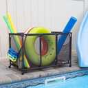 Pool Noodles Holder, Toys, Balls, Floats and Equipment Mesh Rolling Storage Organizer Bin, Kids Height, Large, (43" W x 25" L x 28" H), Brown Style 563009