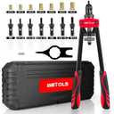 WETOLS Rivet Nut Tool Kit, 14-Inch Rivnut Tool with 7 Metric and SAE Mandrels, Professional Hand Riveter with 70Pcs Rivnuts Assortment Kit, Manual Rivet Nut Gun with Rugged BMC Case