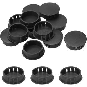 uxcell 12pcs Nylon Plastic Hole Plugs, 1-1/5"(30mm) Round Drill Screw Hole Plugs Covers Knockout Locking Plastic Plugs Insert End Caps for Kitchen Cabinet Furniture, Black