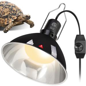 REPTI ZOO Upgrade Reptile Light Fixture with Dimming,8.5 inch Deep Dome Lamp Fixture for Reptile Tank Terrarium, Reptile Heat Lamp Fixture for UVB UVA Bulb Basking Heat Bulb